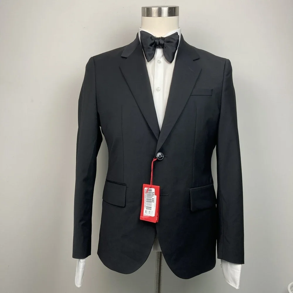 Hugo Boss Mens Slim fit Wool Suit Jacket Blazer 38S Black Solid